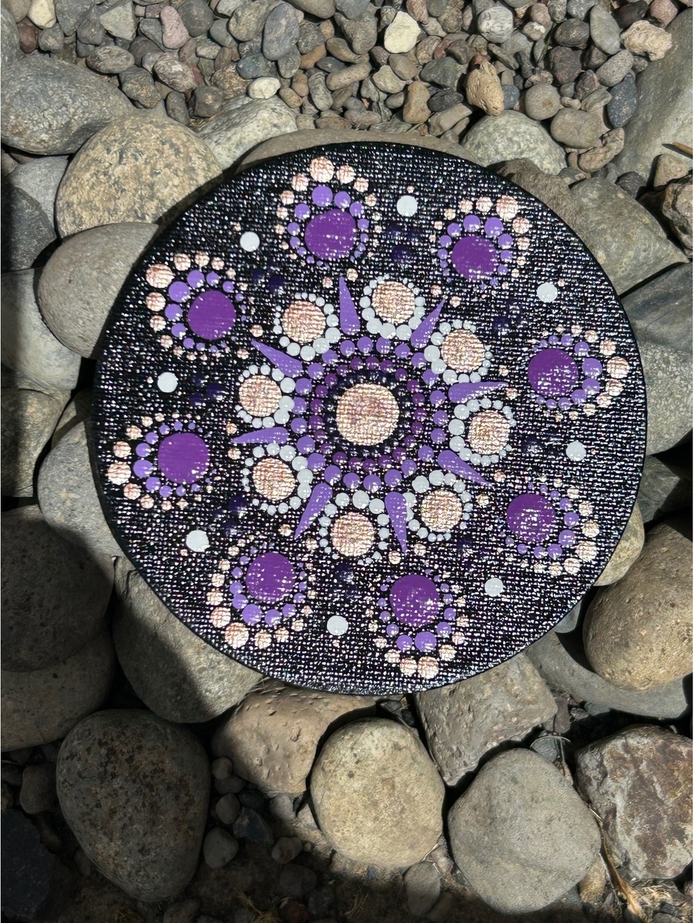 Purple Hand-Painted Mandala | Original Acrylic Art | 4” Magnet | Boho S013